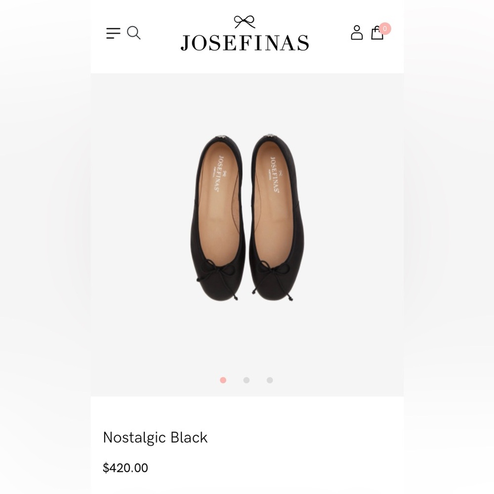 Josefinas Black Leather Ballet Flats